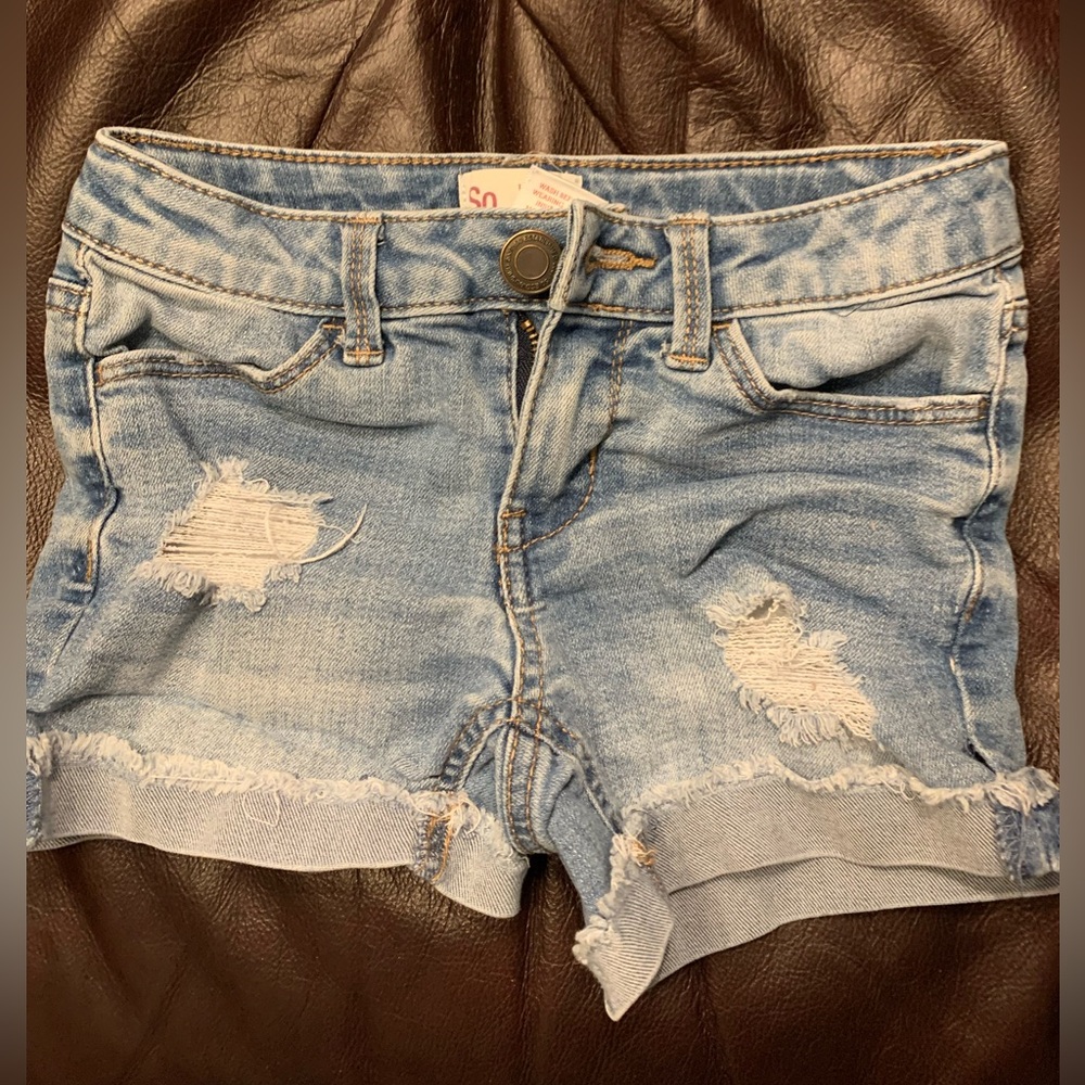 SO Light Blue Ripped Denim Shorts